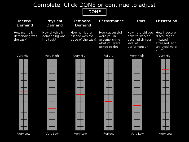 NASA Task Load Index (TLX) screenshot
