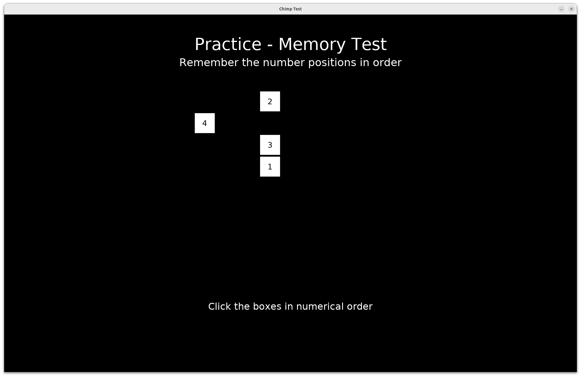 Chimp Test (Iconic/Eidetic and Spatial Memory) screenshot