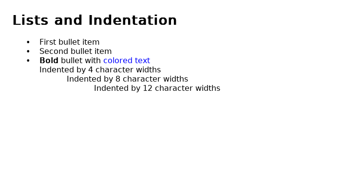 Lists and Indents